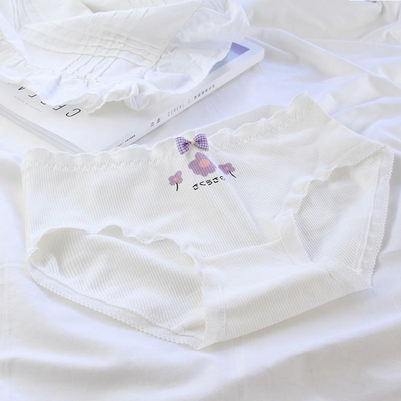 Quần Lót Cotton Co Dãn 4 Chiều Hoa 5 Cánh Tím Pastel