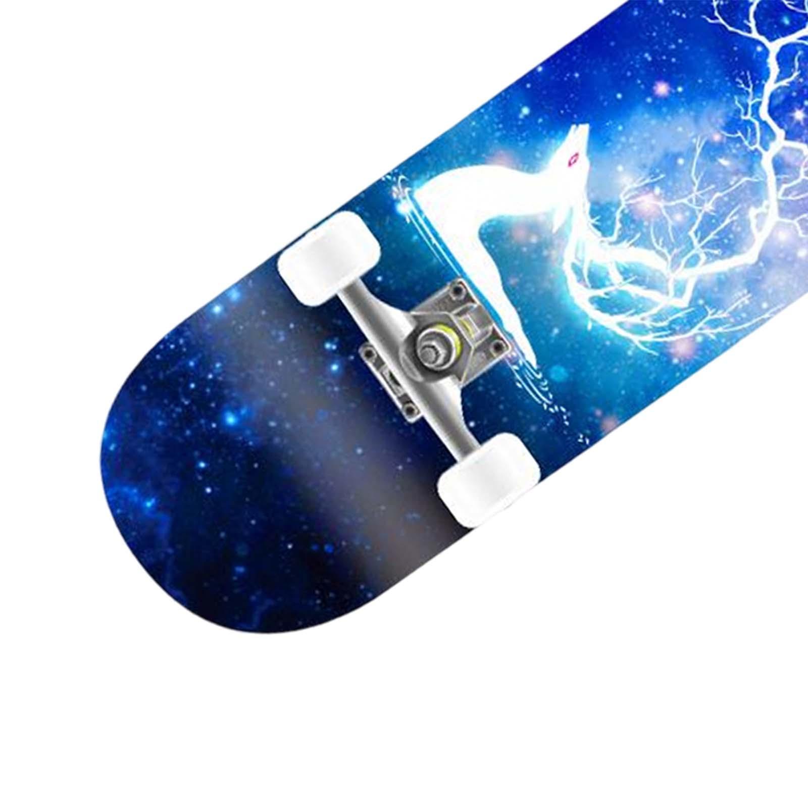 Complete Skateboard Double Kick PU Wheel Wooden Deck Cruiser for Beginners Kids Women Man