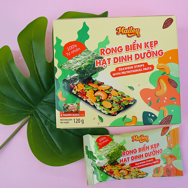 Thanh rong biển kẹp hạt dinh dưỡng Mailey hộp 120g thơm ngon bổ dưỡng