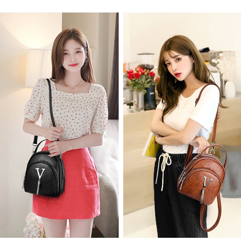 Balo nữ mini thời trang da mềm 3in1 nhiều ngăn tiện dụng, đeo 2 kiểu balo và túi, phù hợp đi làm, đi chơi
