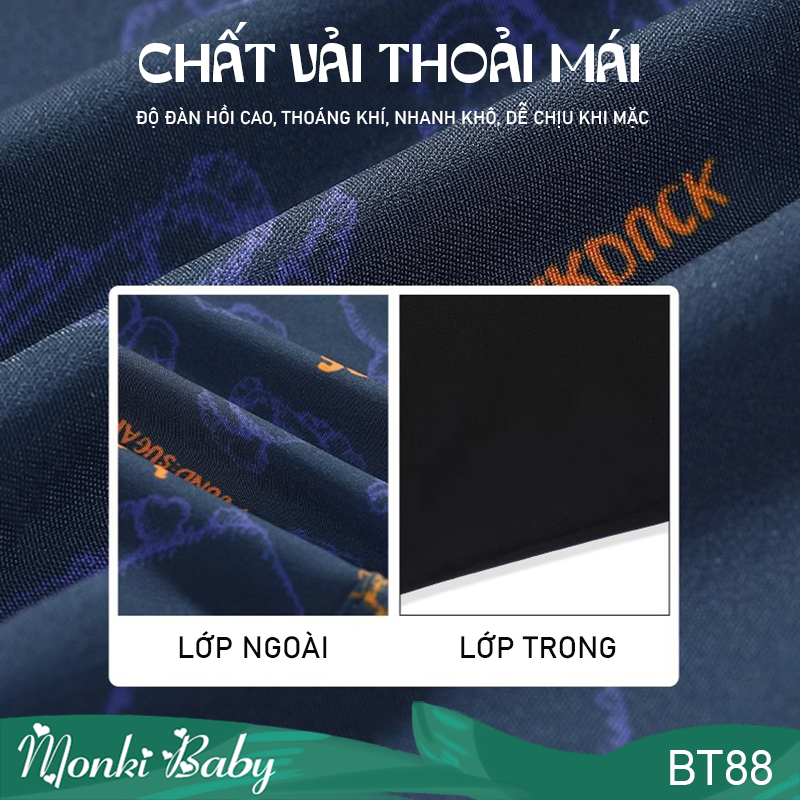 Bộ bơi bé trai 2 mảnh, áo thun bơi cộc tay &amp; quần bơi 2 lớp thời trang, vải bơi lạnh mịn mát, co giãn cao, có size lớn đến 50kg | BT88