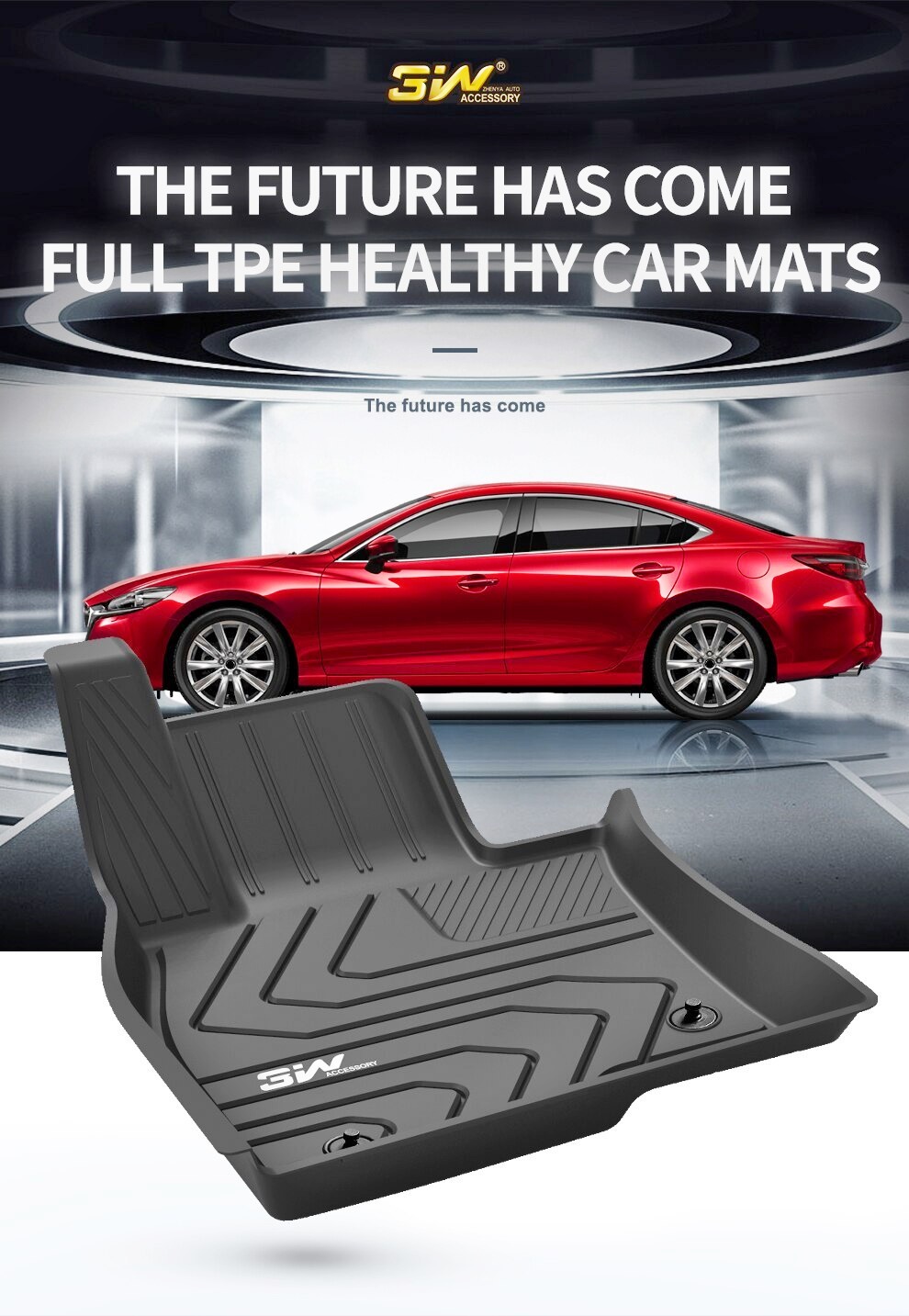 Thảm lót sàn xe ô tô dành cho MAZDA CX5 2012- đến nay Nhãn hiệu Macsim 3W chất liệu nhựa TPE đúc khuôn cao cấp - màu đen