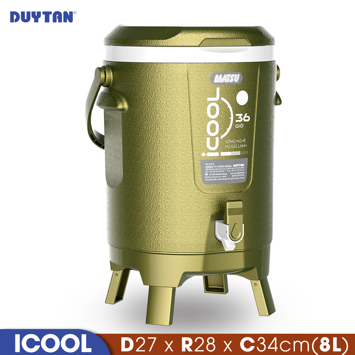 Bình đá giữ nhiệt nhựa Duy Tân Icool 8 lít - 05271 - Hàng chính hãng
