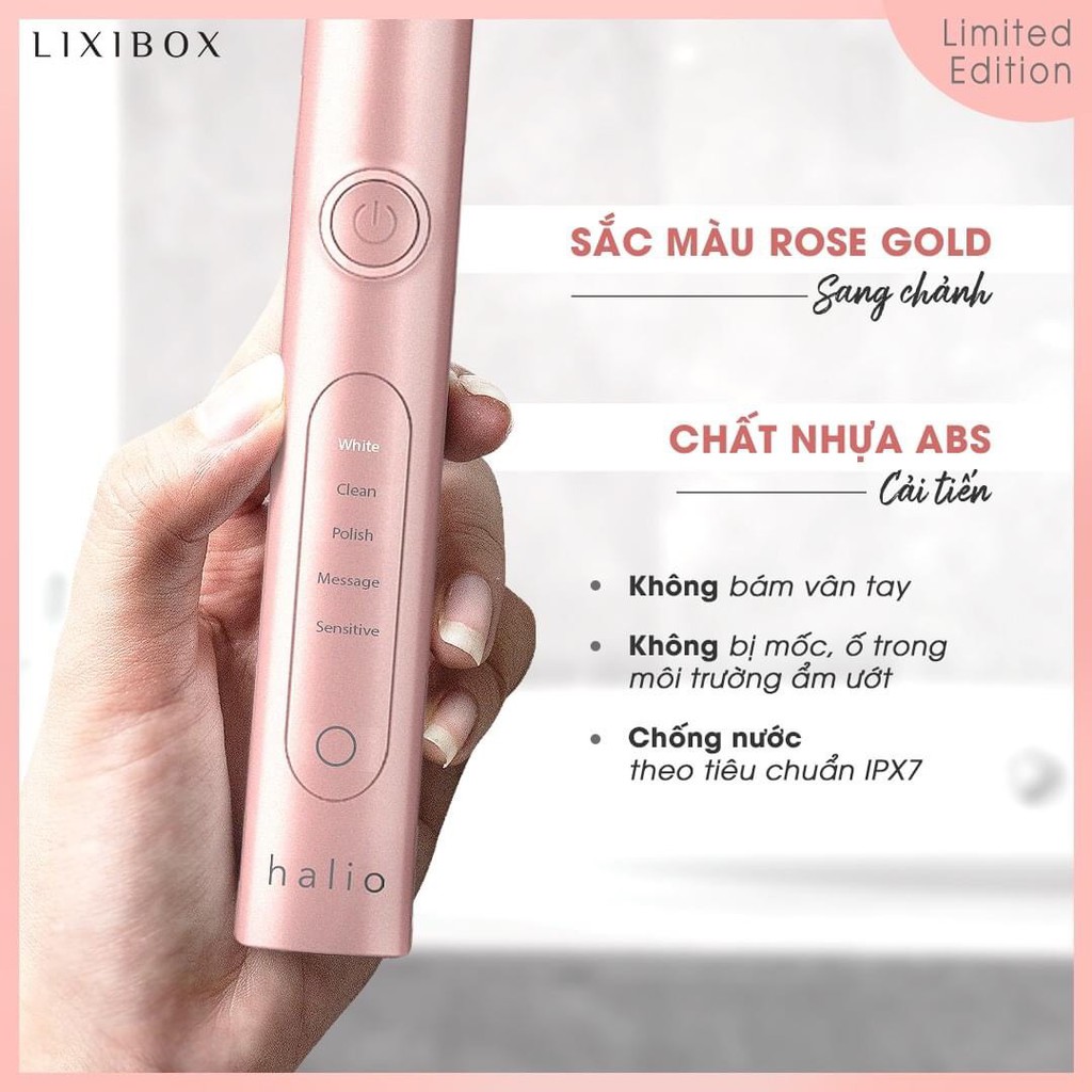 Bàn chải đánh răng điện Halio Sonic Whitening Toothbrush - Màu Rose Gold