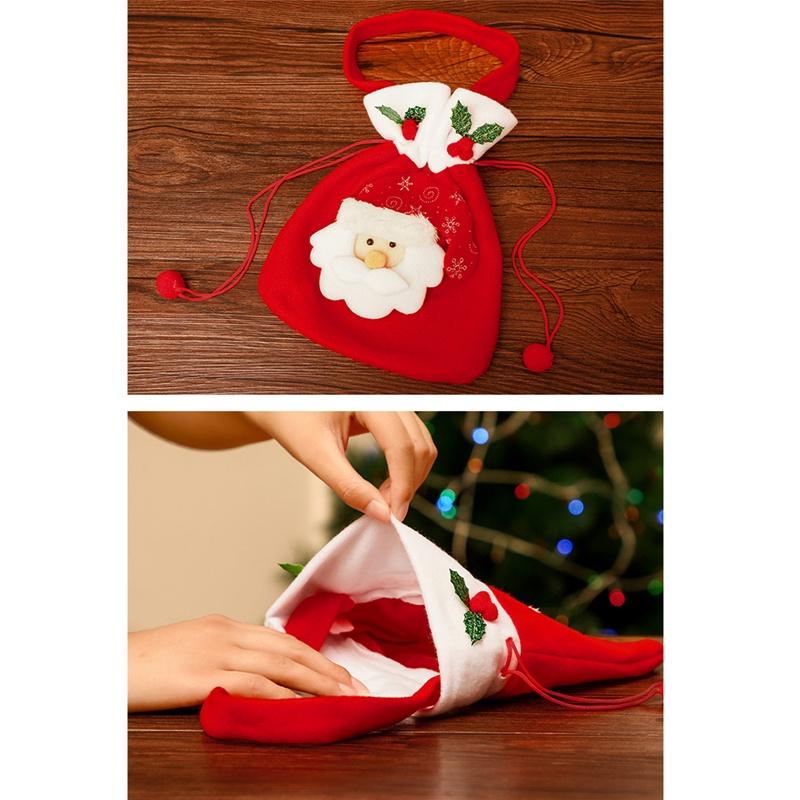 Túi dây rút hình búp bê ông già noel người tuyết tuần lộc dùng đựng kẹo làm quà tặng Giáng sinh