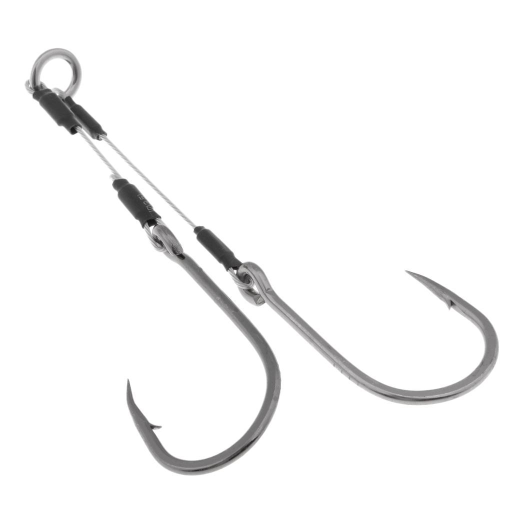 2pcs Jigging Assist Hooks Sea Fishing Hooks Barbed Fishhook With Solid Ring