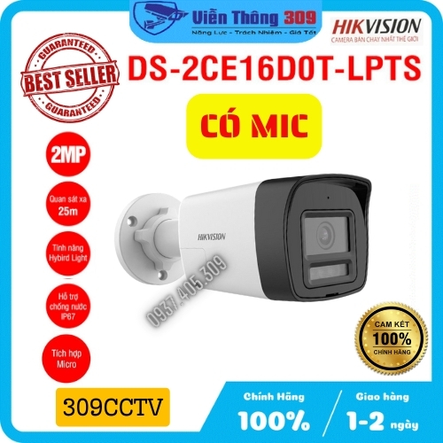 Bộ Camera Quan Sát Hikvision 2.0MP Full HD – Tích Hợp Micro Thu Âm – Trọn Bộ Camera 4 Kênh Đầy Đủ Phụ Kiện Lắp Đặt - Hàng chính hãng