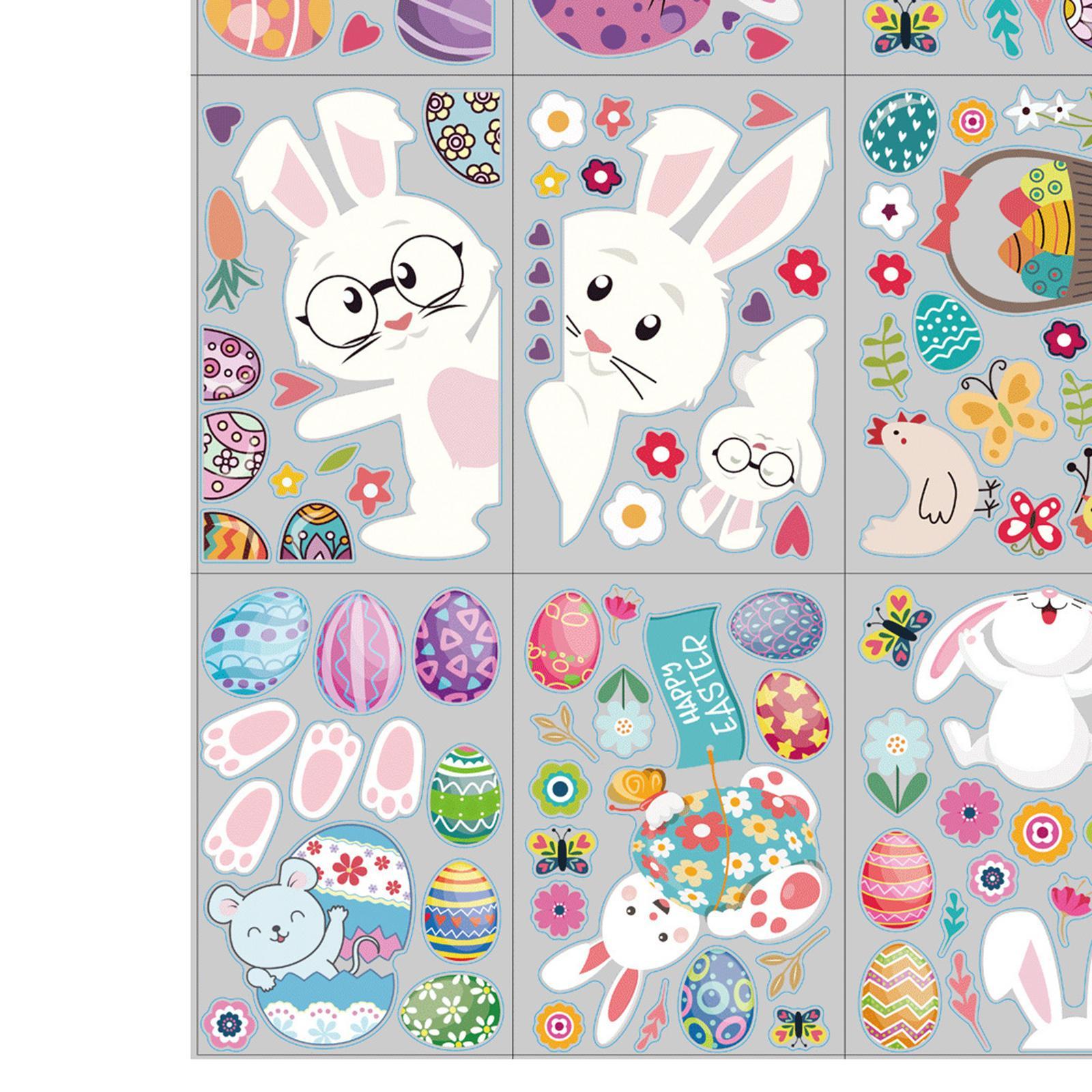 Reusable Easter Window Stickers, Static Clings Wall Decals for Decorative