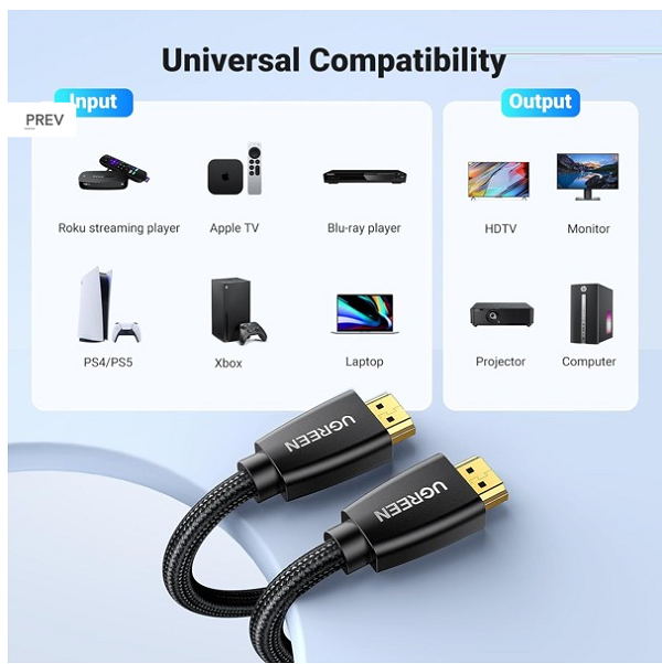 Cáp HDMI 4K60HZ Ugreen cao cấp bọc nylon 1m-5m hàng chính hãng