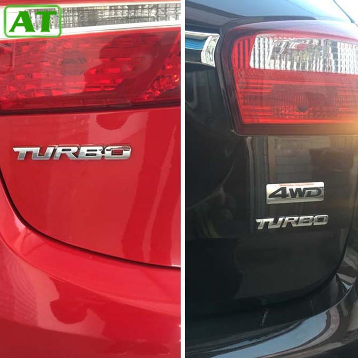 Logo Sticker Chữ TURBO 3D Nổi Hợp Kim Nhôm Dán Trang Trí Ô Tô Xe Hơi Màu Bạc