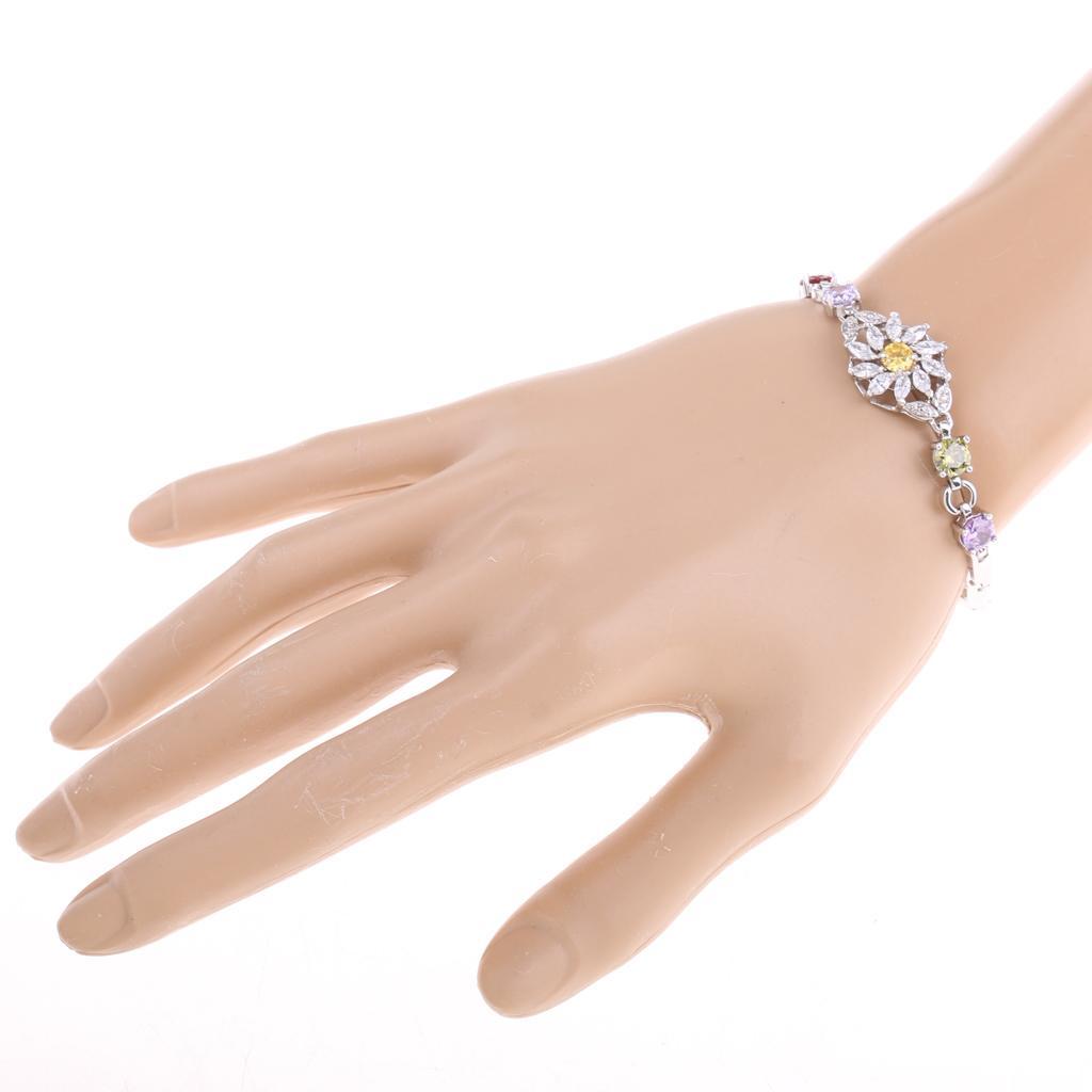 Delicate Colorful Diamond Flower Bracelets Wrist Chain Jewelry Accessories