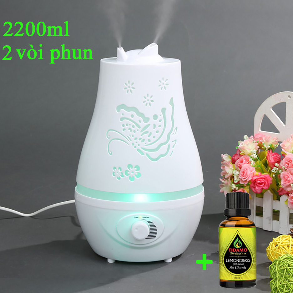 Máy Xông Tinh Dầu 2200ML Cho Phòng Rộng + Tinh Dầu Sả Chanh TIDAMO - Máy Khuếch Tán Tinh Dầu Thể Tích Lớn Nhất, Chuyên Dụng Xông Tinh Dầu, Phun Sương Tạo Ẩm Cho Không Gian Lớn