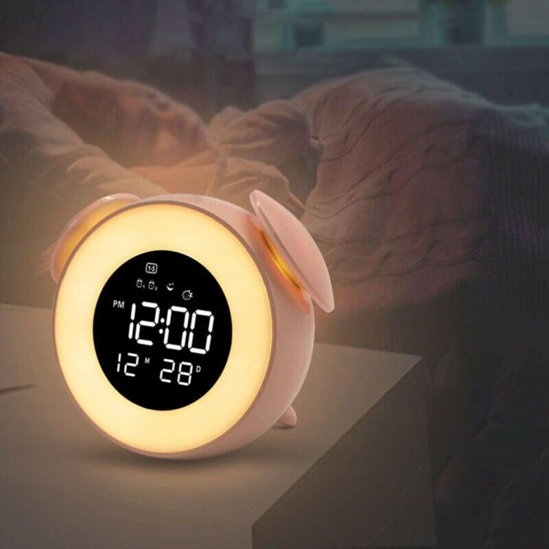 AA 1PC Digital LED Electronic Alarm Clock Mini Desktop Clock Mirror Surface LED Clock Night Lightwith USB Charging