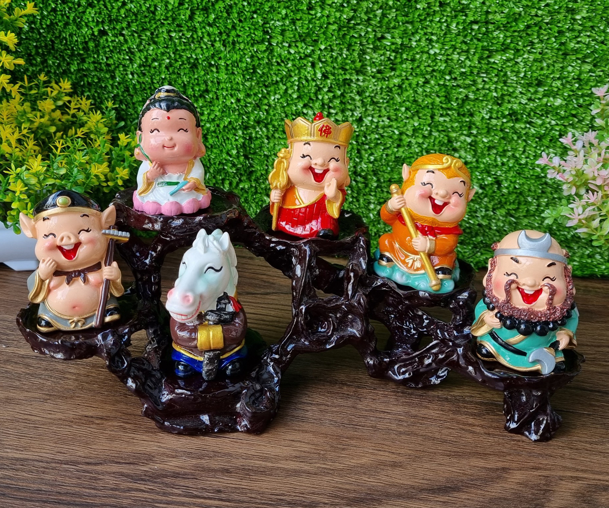 Bộ tượng Quan Âm kèm 05 tượng Tây Du Ký và chân đế 6 ô
