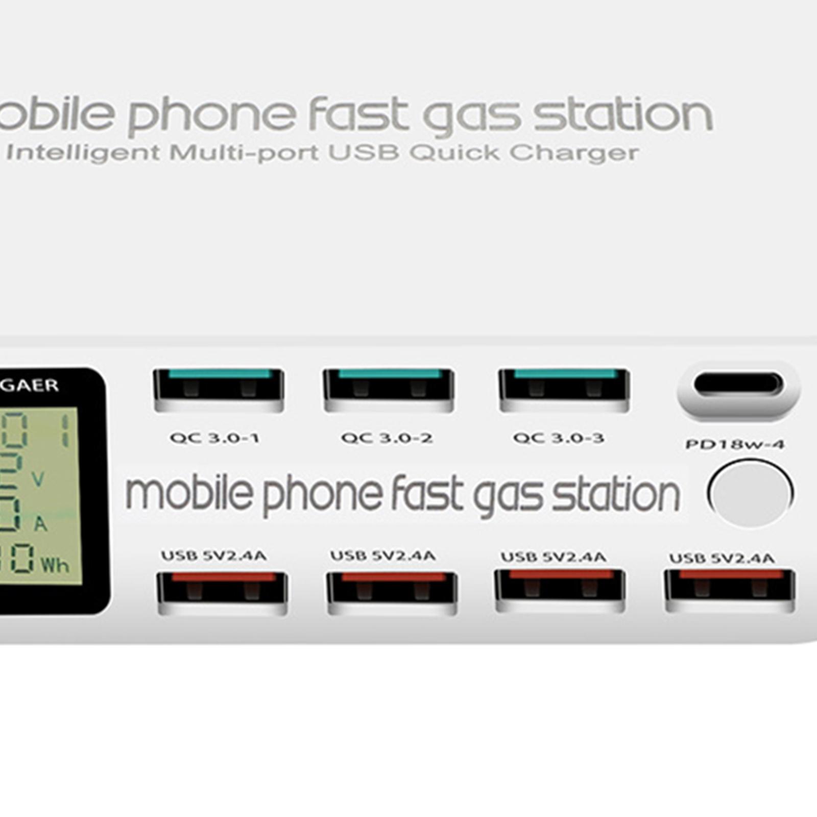 8 Ports Quick Charger Charging Station HUB Type C PD Fast Charger EU-Plug