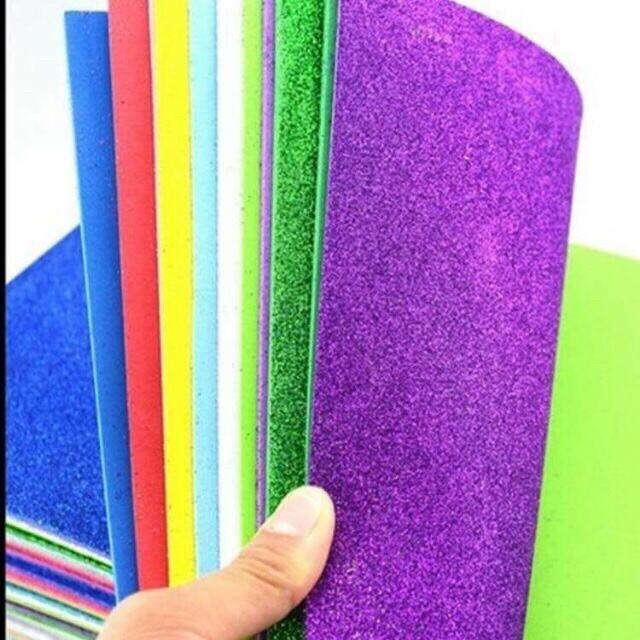 10 tờ A4 xốp kim tuyến nhiều màu HANDMADE