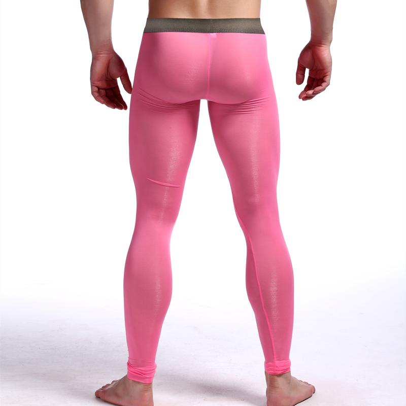 Nam Sexy Quần Legging Thun Cao Cấp Co Giãn Phồng Túi Sexy Dài Johns Cực Băng Lụa Mờ Quần Dài Sinh Nhiệt quần Lót