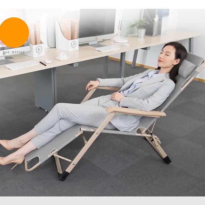 Ghế xếp thư giãn Tặng Đệm Bông - Khung sắt cao cấp, Ghế xếp nằm ngủ trưa gấp gọn tiện lợi