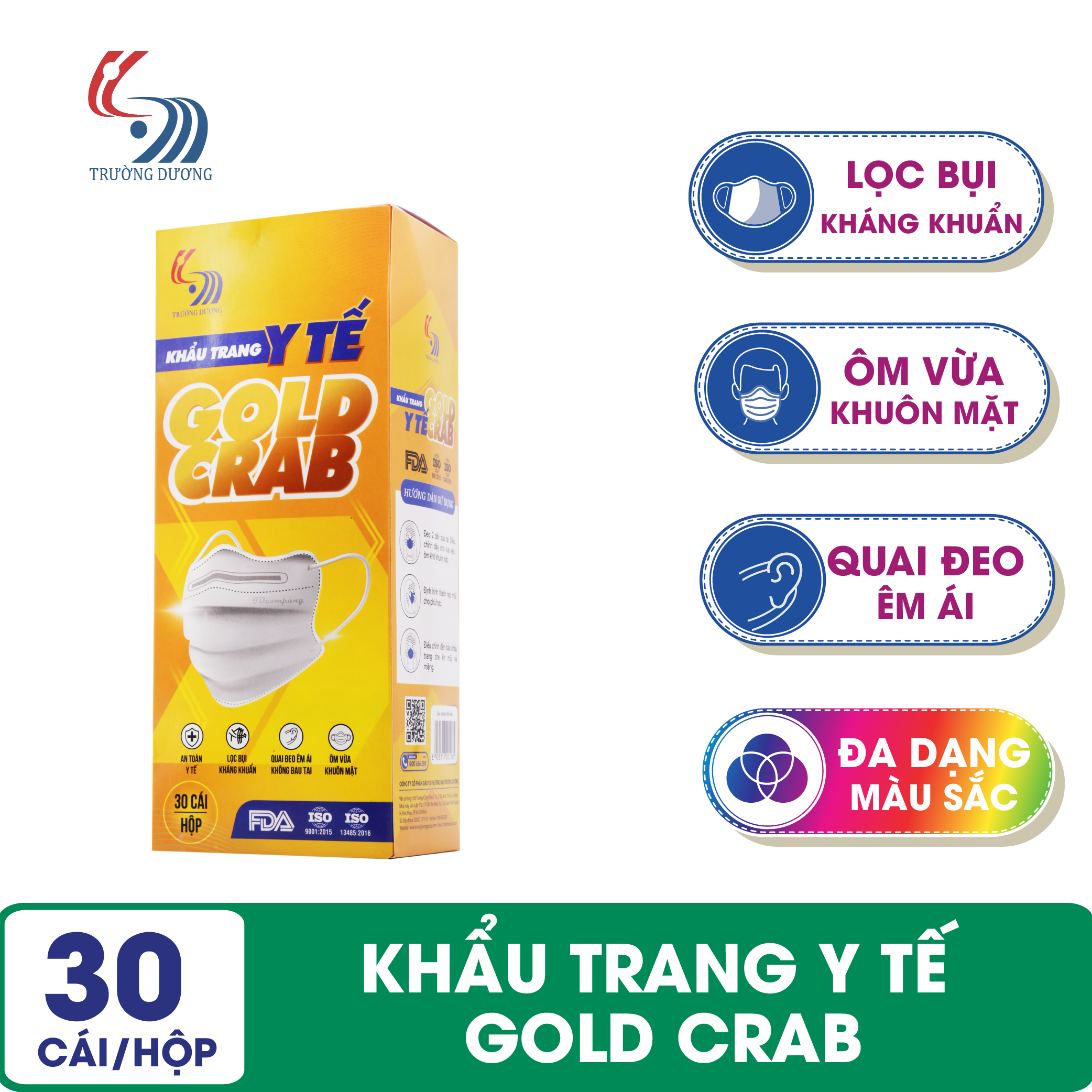 Khẩu trang y tế Gold Crab -  Hộp 30 cái