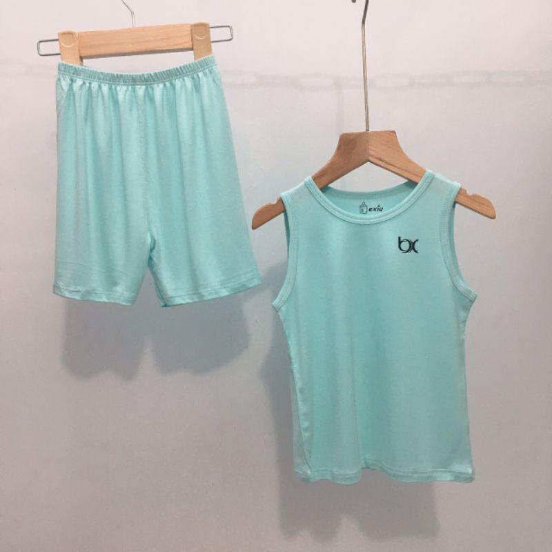 Bộ ba lỗ Bé Xíu Bexiu màu trơn chất thun lạnh mềm mịn mát cho bé trai và bé gái từ 5-19kg HÀNG CAO CẤP