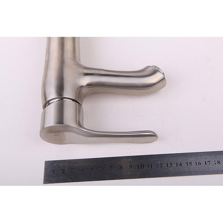 Vòi lavabo nóng lạnh cắm chậu chất liệu inox 304 nguyên khối, tặng kèm 2 dây cấp nước nóng lạnh dài 60cm