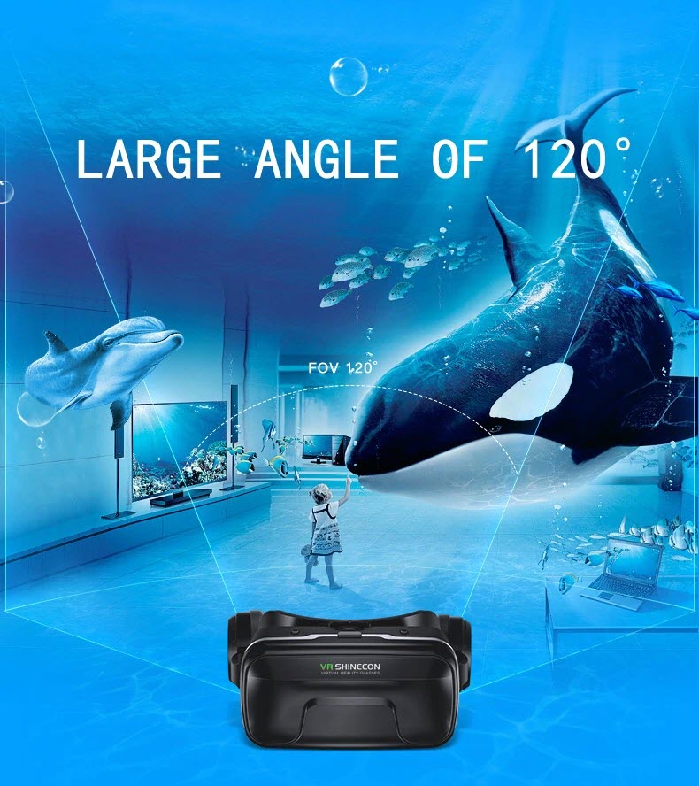 Kính thực tế ảo xem film 3D VR Shinecon 6.0 G04EA Dùng Cho Điện Thoại Từ 4.8 - 7.3 Inches - NEW VR Shinecon Headset Upgrade Version Virtual Reality Glasses - Hàng Chính Hãng