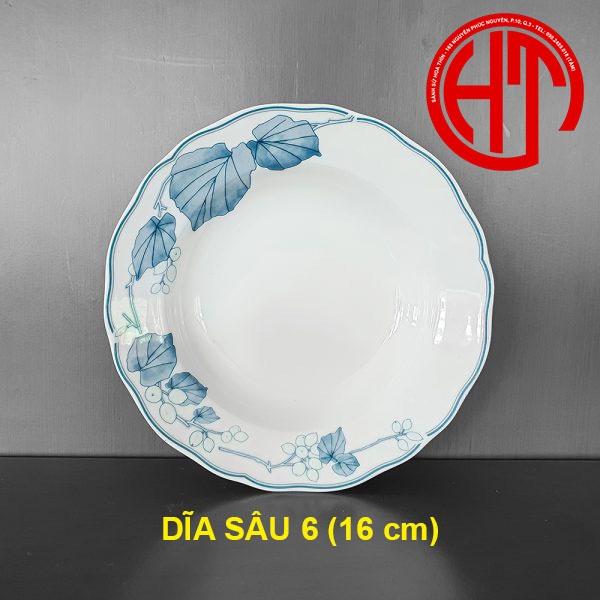 BỘ BÀN ĂN GỐM SỨ CK HOA VĂN LÁ TRẦU - 0015