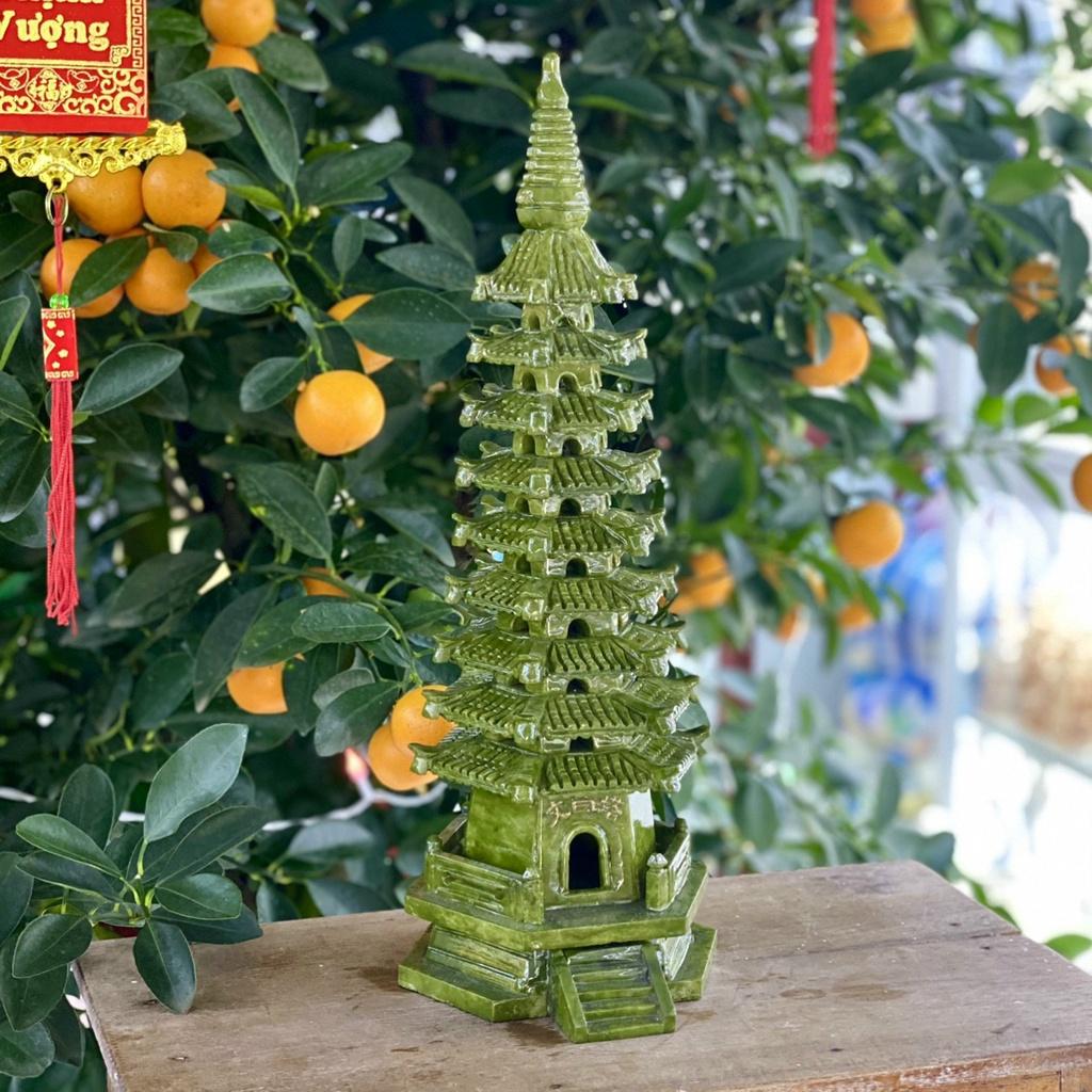 Tháp Văn Xương Đá Ngọc Hoàng Long &amp; Serpentine - Cao 40cm, Nguyên Khối, Nặng 3kg