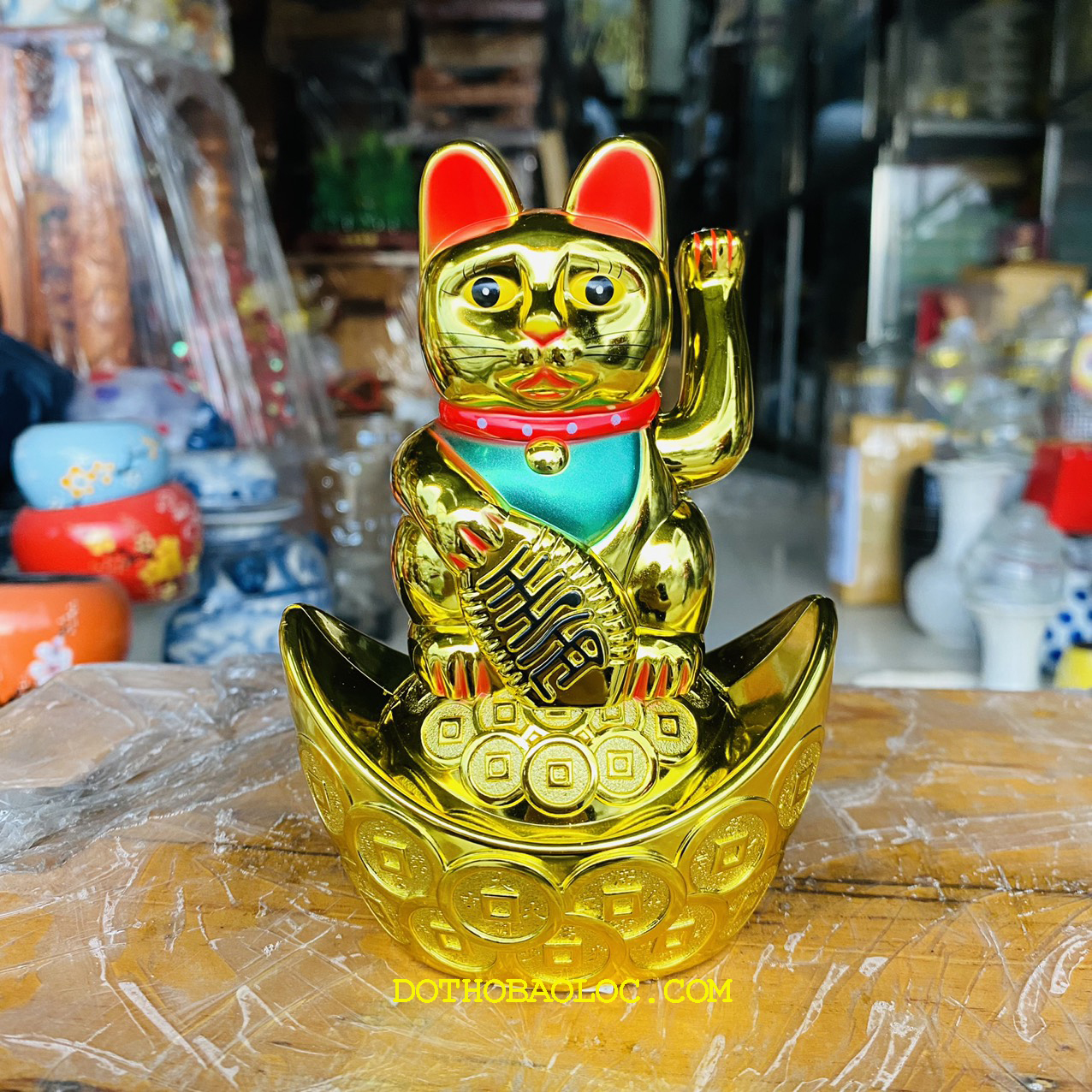 Mèo thần tài mang tại may mắn tài lộc cho gia chủ cao 13.5cm