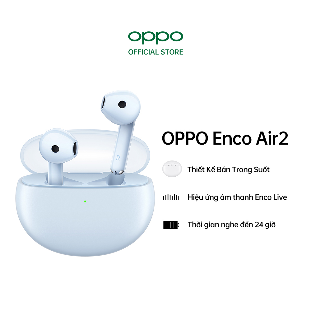 Hình ảnh Tai Nghe True Wireless OPPO Enco Air 2 | Chống Ồn Thông Minh Ai | Màng Loa Mạ Titan 13.4mm | Hàng Chính Hãng