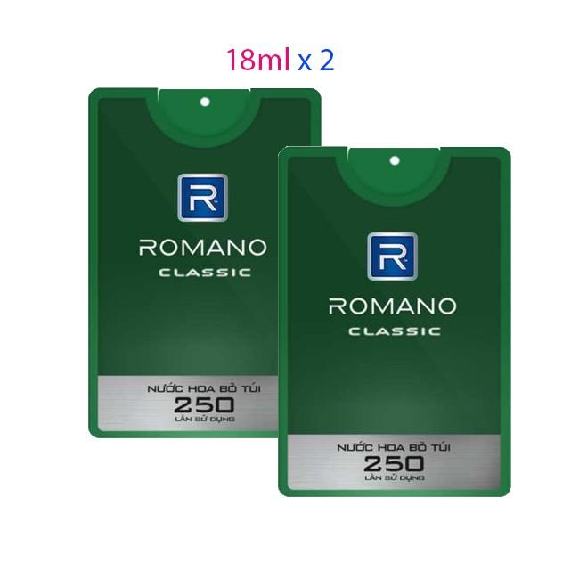 Combo 2 chai nước hoa Bỏ túi Romano Classic, Romano Force (18ml*2)- Mẫu mới