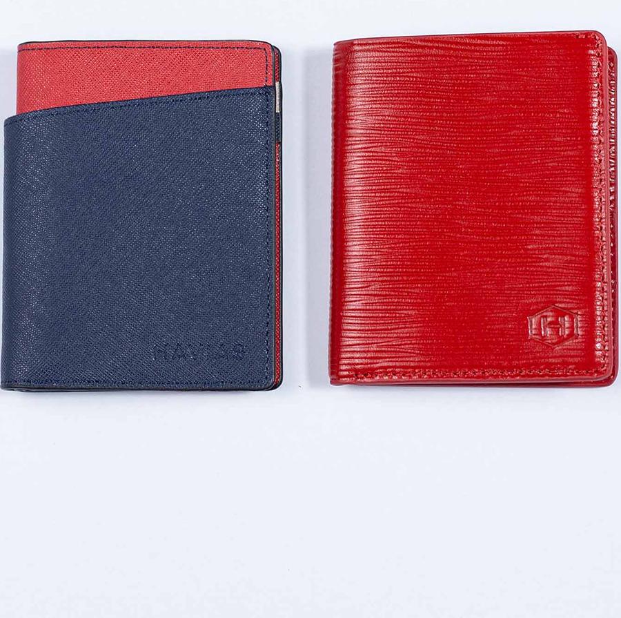 Bộ Ví Seashell Grid Frame Navy & Rosy Luck Red Wallet