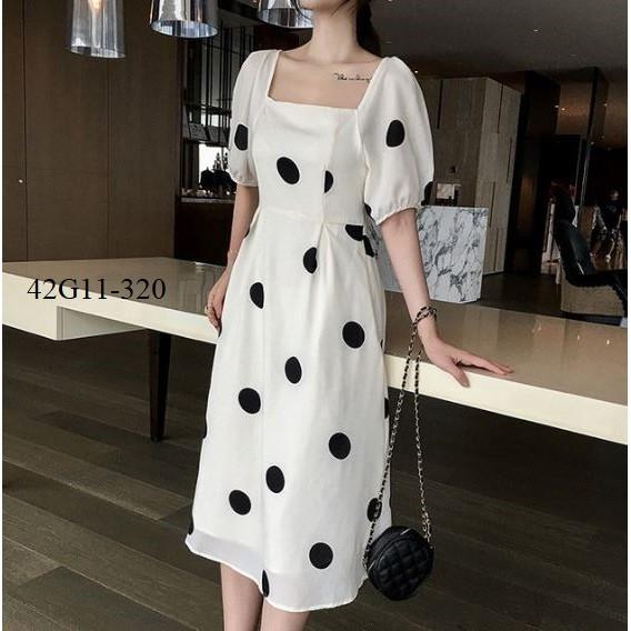ĐẦM CHẤM BI CỔ VUÔNG XINH XẮN -G11-320