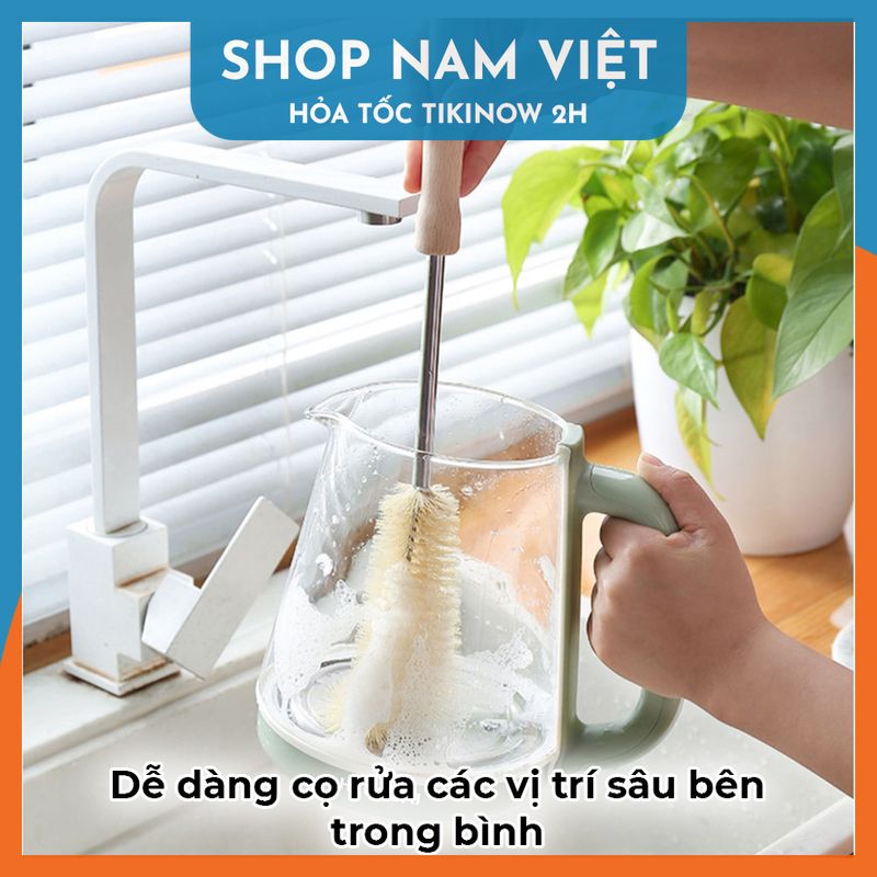 Cọ Rửa Cán Gỗ Cỡ Lớn Rửa Bình Sữa, Bình Nước, Ly Tách