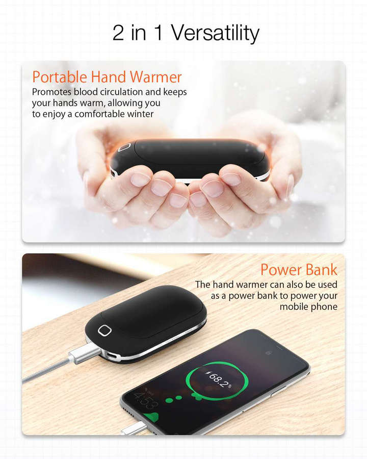 Máy Sưởi Ấm Cầm Tay 2in1 Hand Warmer Tích Hợp Pin Sạc Dự Phòng 5200mAh - Home and Garden