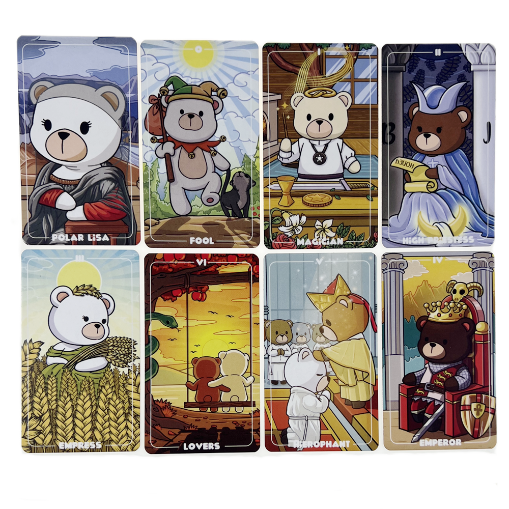 [Mạ Cạnh] Bộ Bài Teddy Tarot Hộp Thiếc 78 Lá 98x58 Mm Tặng Đá Thanh Tẩy