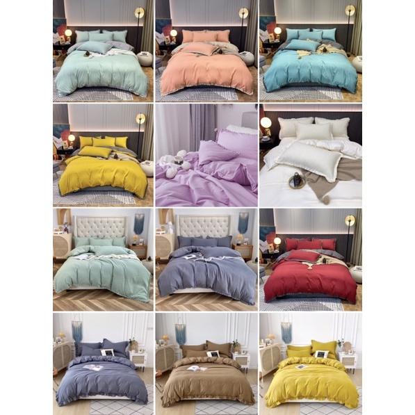 Bộ Chăn Ga Gối Cotton Tici Đũi Bèo Hàng nhập Khẩu 4 Món Nhiều Mẫu
