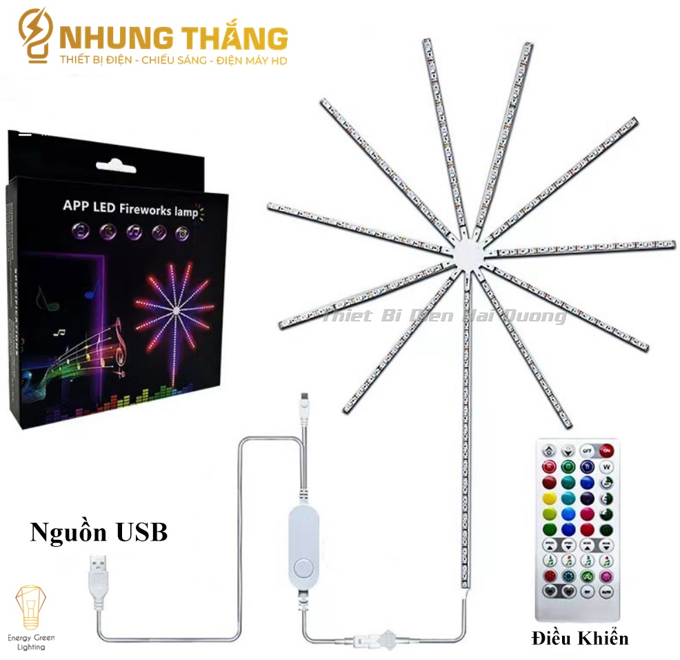 Đèn Led P háo Hoa Trang Trí DL-295 - Cảm Ứng Âm Thanh Nháy Theo Nhạc - Có Khiển Và Điều Chỉnh Qua APP Điện Thoại - Có Video