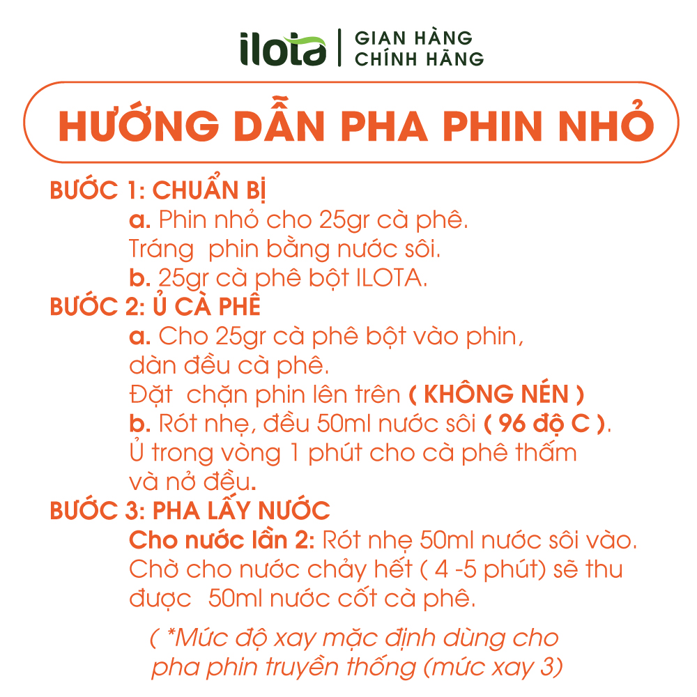 Cà Phê Bột Pha Phin Truyền thống ĐẬM VỊ (Nhà rang ILOTA Coffee Roasters) 100% Nguyên Chất