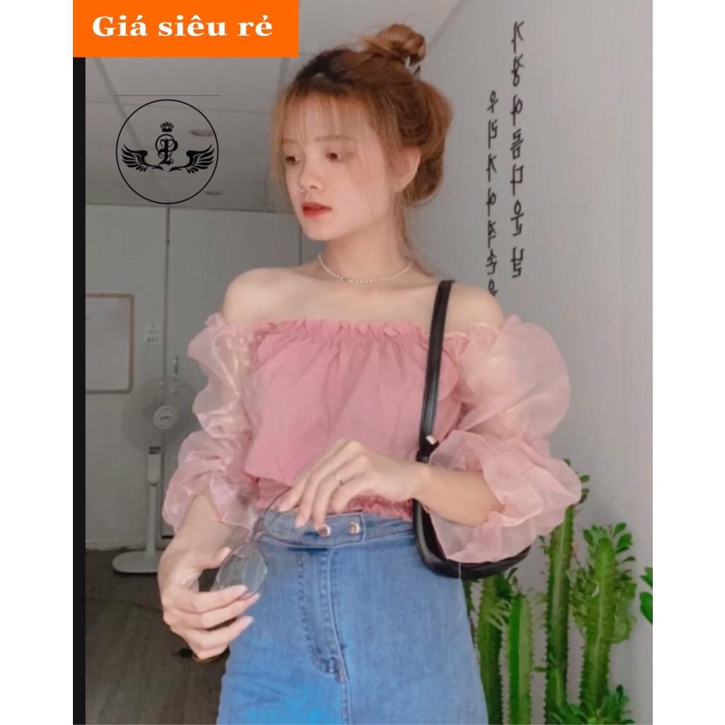 Áo Bẹt Vai Tay Lưới Phồng Chất Voan Siêu Mịn MS11/GN40