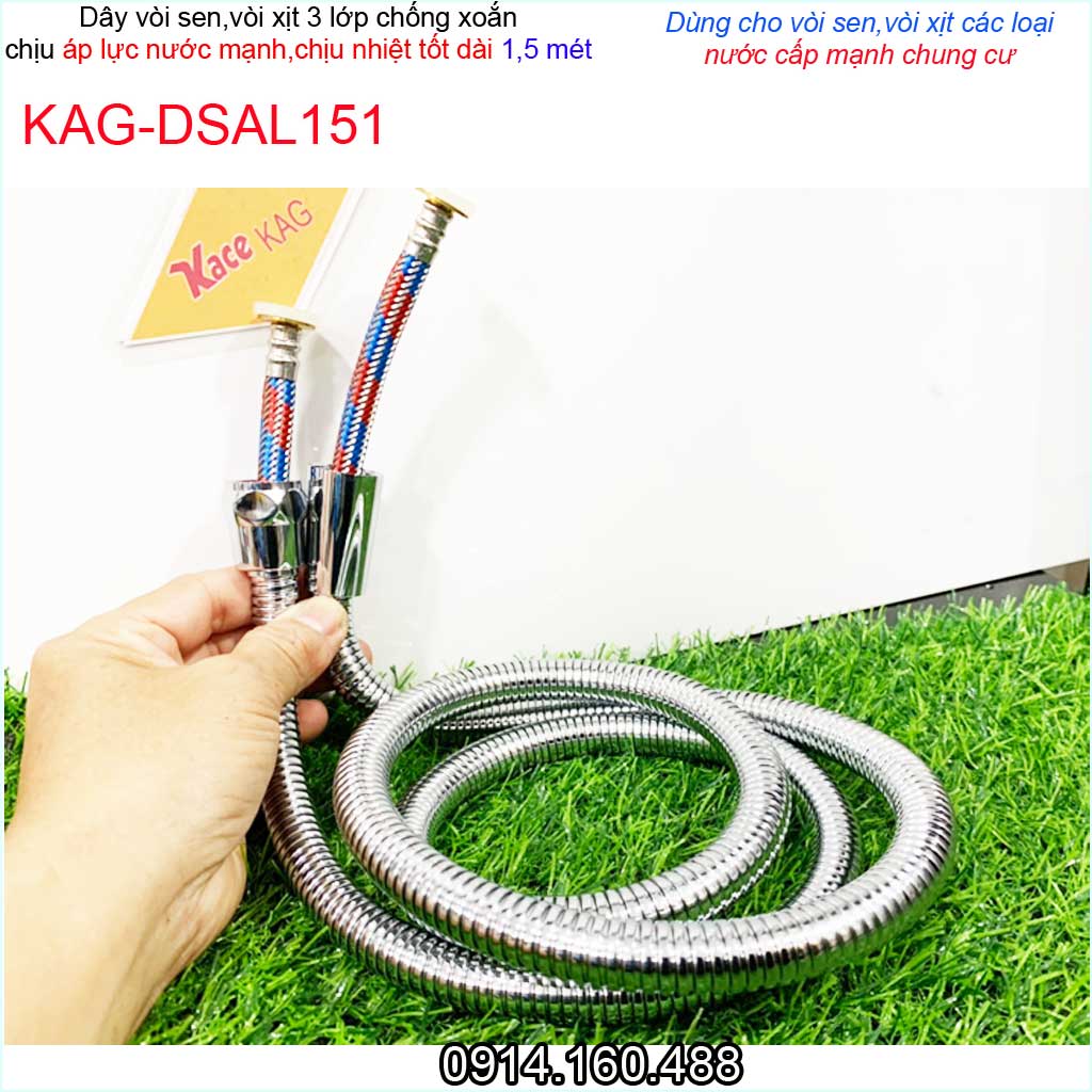 Dây sen chịu nhiệt chịu áp KAG-DSAP151 dây vòi tắm hoa sen- vòi xịt vệ sinh 1.5m chống xoắn chịu áp chịu nhiệt siêu bền