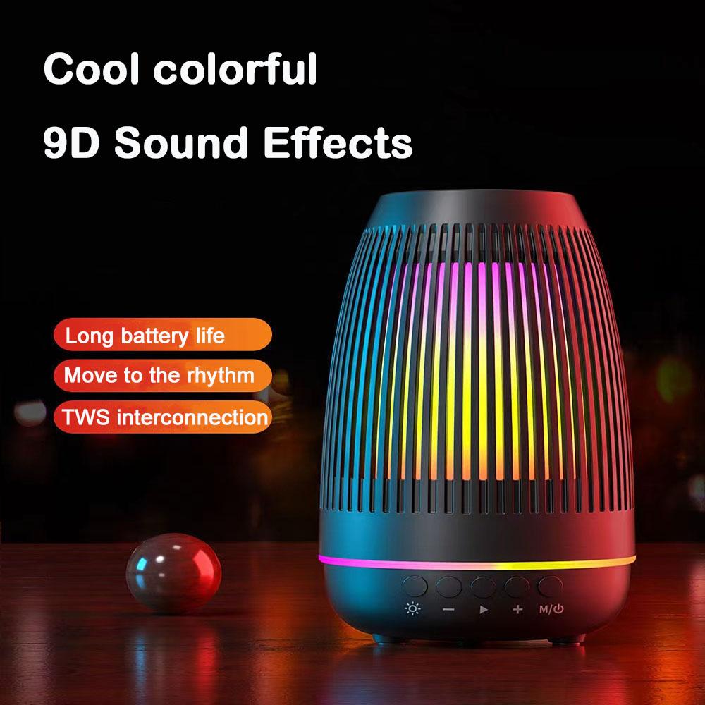 Loa Bluetooth LED Nhiều Màu Sắc Di Động Đài FM TWS Bass Siêu Trầm Nghe Nhạc Boombox USB AUX Caixa De Som Portatil Color: WHITE 2 PCS Woofer Size/Full-Range Size: 2.5"