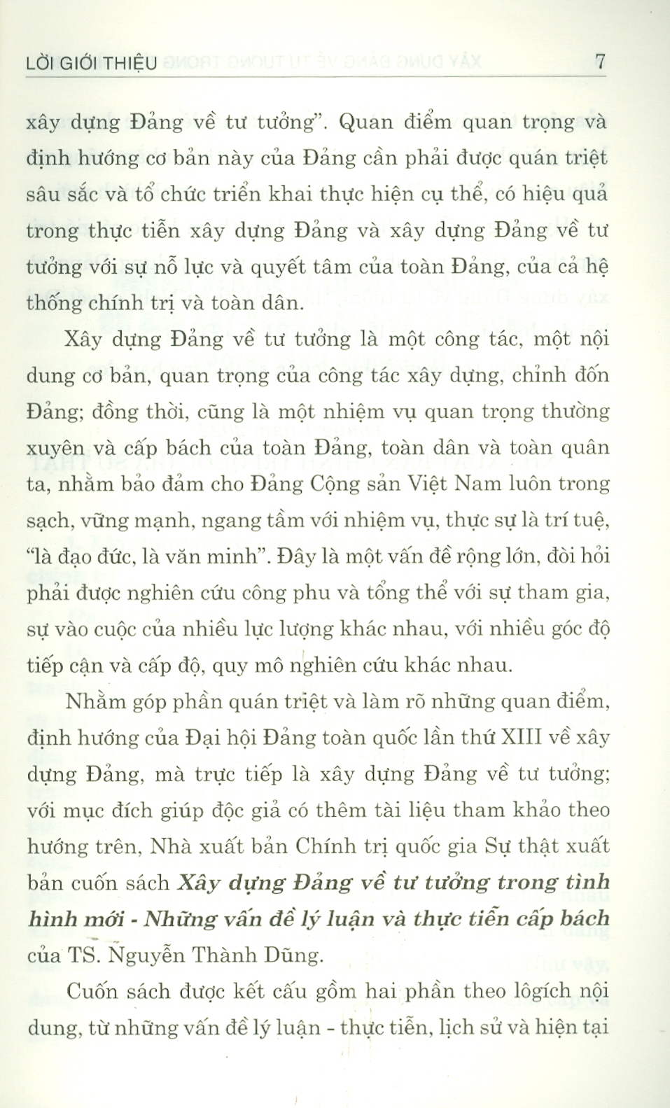 Xây Dựng Đảng Về Tư Tưởng Trong Tình Hình Mới - Những Vấn Đề Lý Luận Và Thực Tiễn Cấp Bách