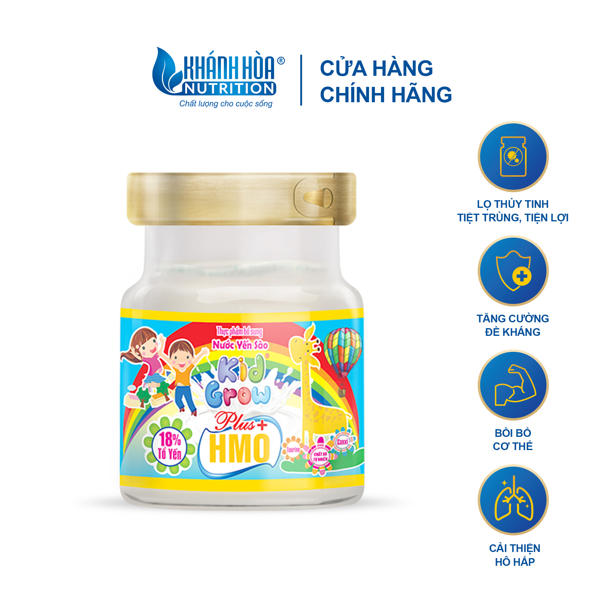 Nước Yến Sào KidGrow Bổ Sung HMO 18% -Khánh Hòa Nutrition - 6 Lọ x 70 ML