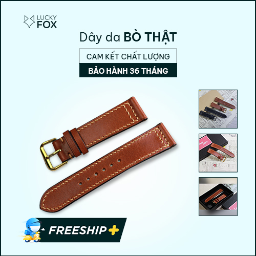 Dây đồng hồ da bò handmade AL104 – Size 20 / Size 22 - 100% da bò thật, BH 3 năm
