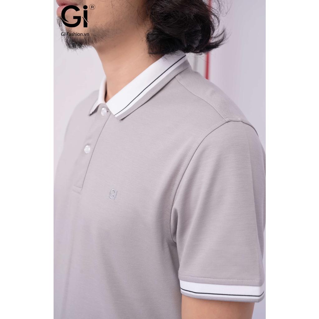 Áo polo nam GI màu ghi, chất liệu CVC, thoáng mát, co giãn 4 chiều