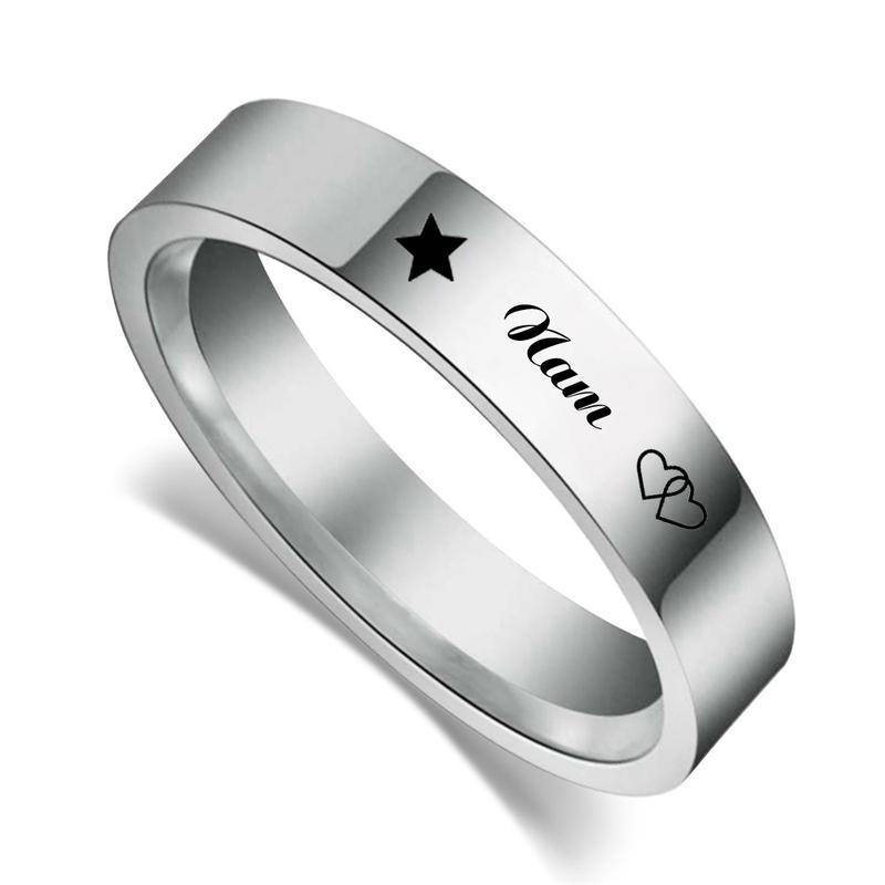 Nhẫn khắc tên riêng theo yêu cầu Titan không gỉ, điền tên cần khắc ở phần thêm ghi chú