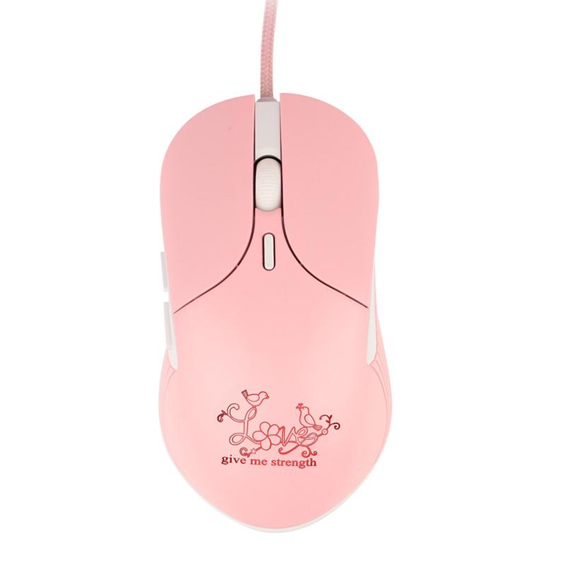 UTHAI DB49 Có Dây Dạ Quang Chuột Hồng 1600 Phụ Kiện Máy Tính Ngoại Vi Cô Gái Dễ Thương Cô Gái Chơi Game