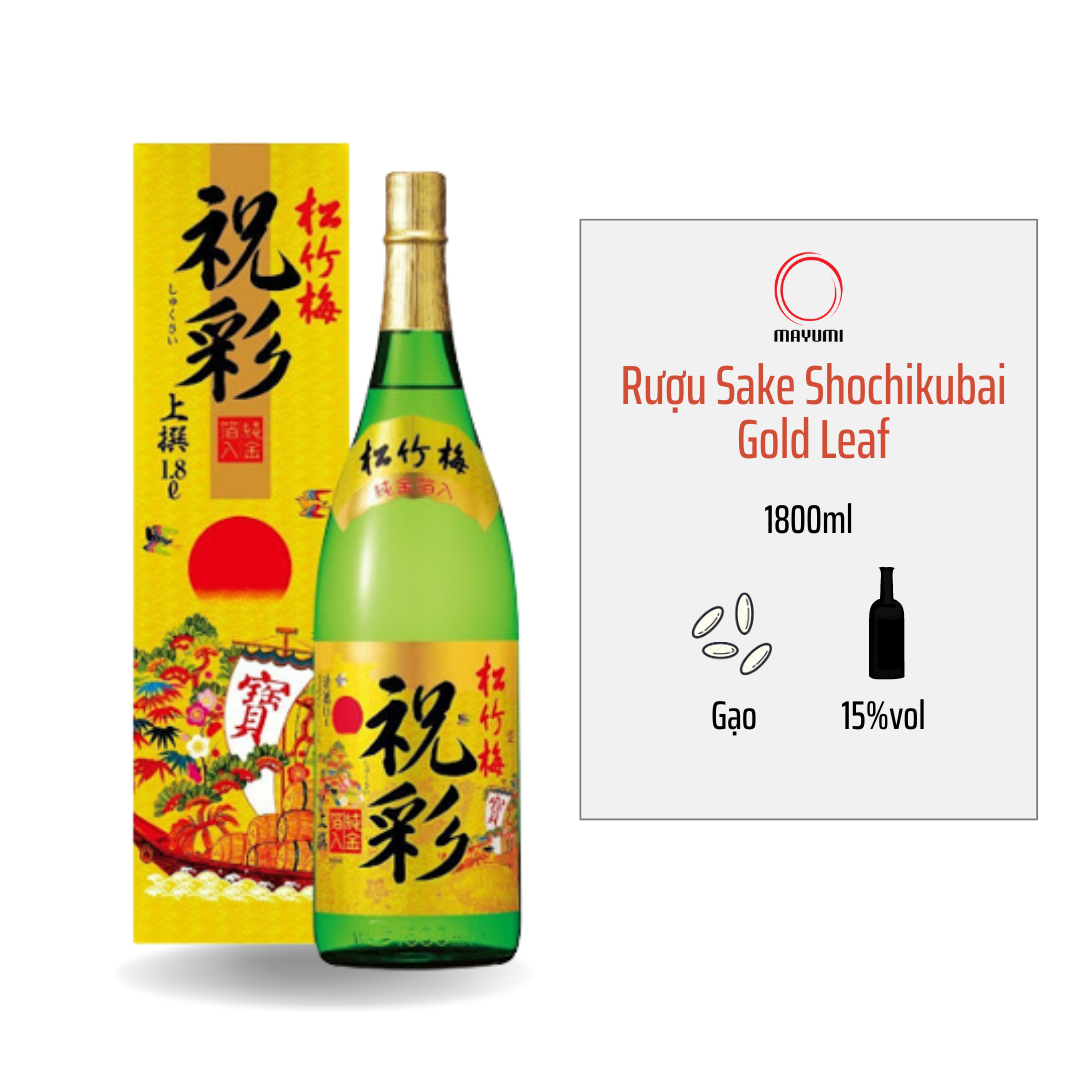 Rượu Sake Sho Chikubai Gold Leaf 1800ml 15%
