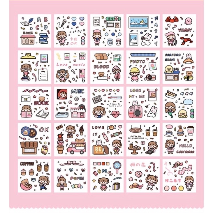 Sticker hộp 100 tấm cute Hello Customer